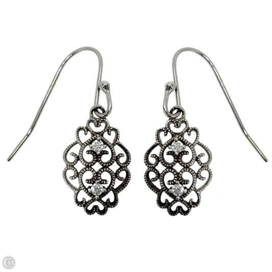 Sterling Silver Filigree Crystal Accent Dangle Earrings