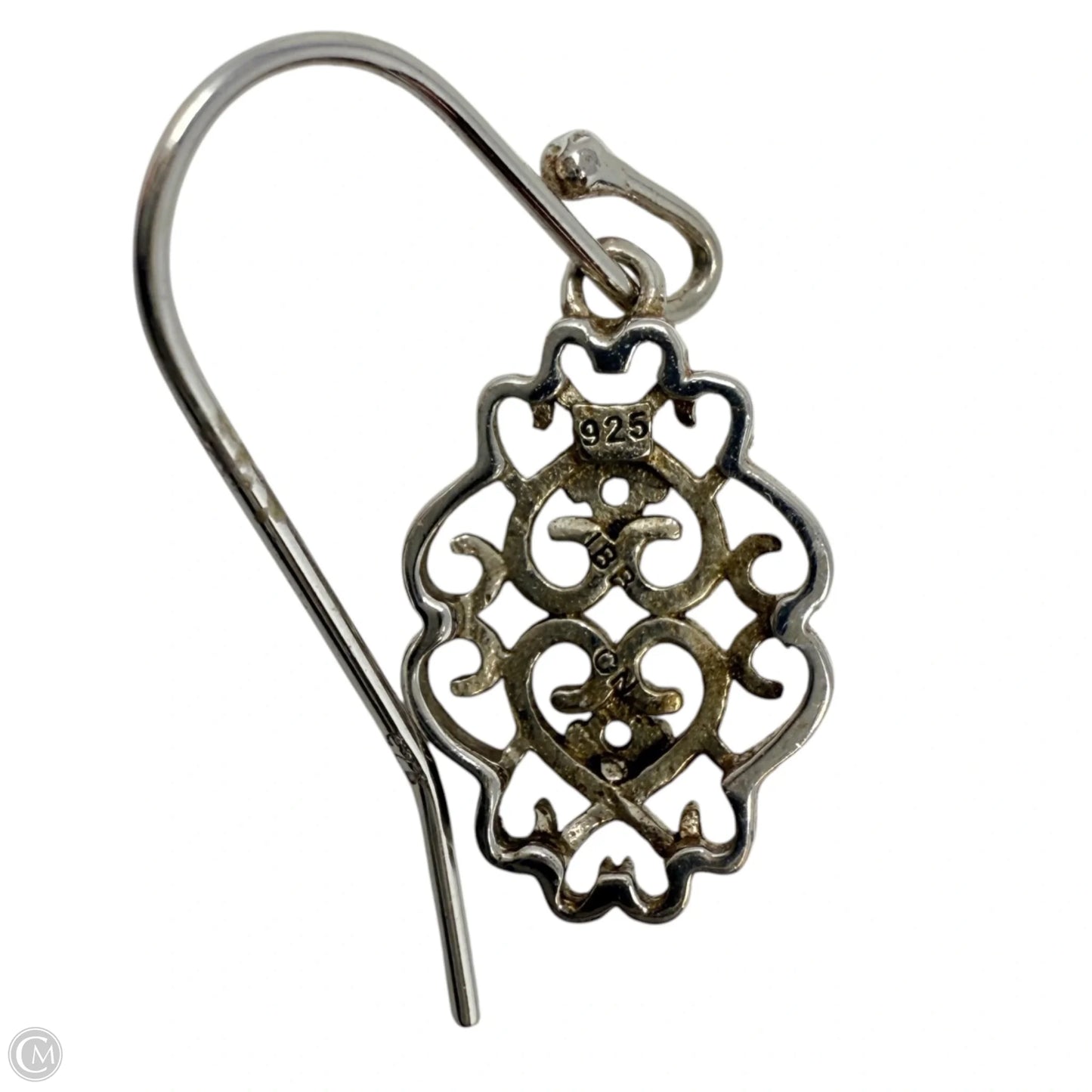 Sterling Silver Filigree Crystal Accent Dangle Earrings