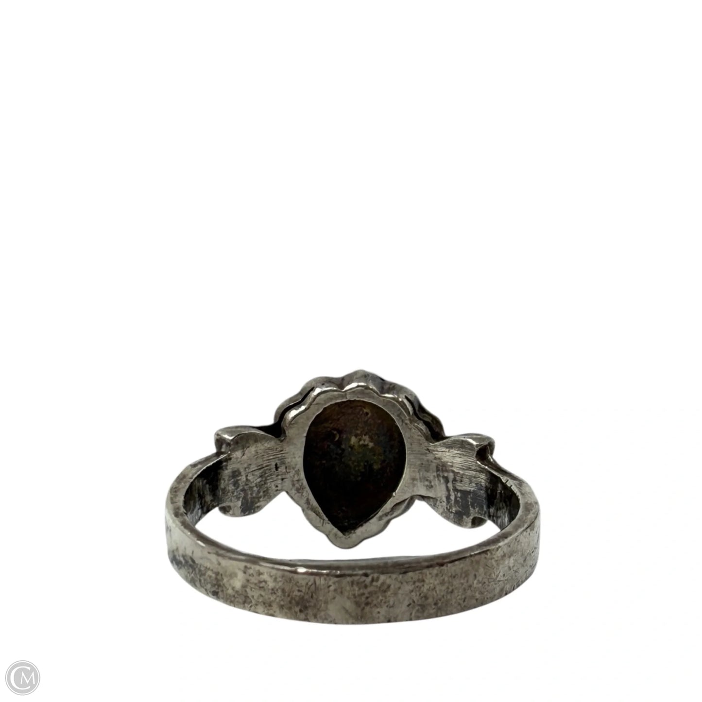 Sterling Silver & Blue Stone Heart Cluster Ring, Size: 7
