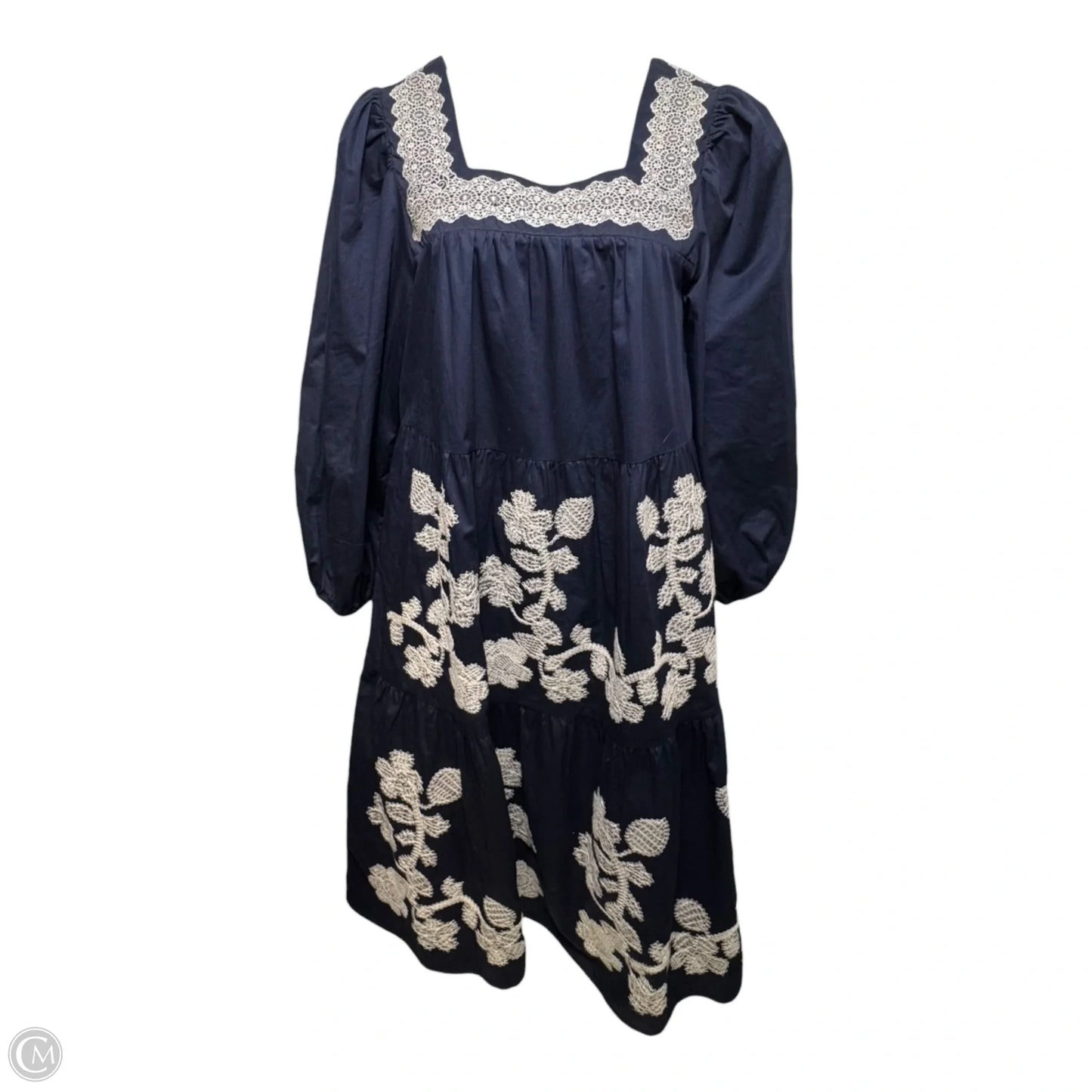Square Neck Embroidered Dress Casual Maxi By &merci In Navy, Size: M