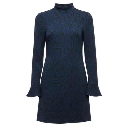 Michaela Textured Bell Sleeve Tunic Dress By Hutch X Anthropologie In Black & Blue, Size: M