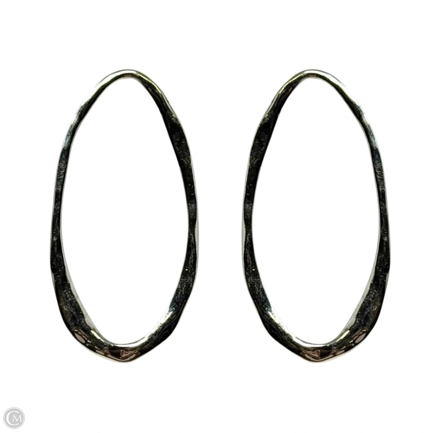 Long Silver Tone Oval Dangle Earrings By Robert Lee Morris