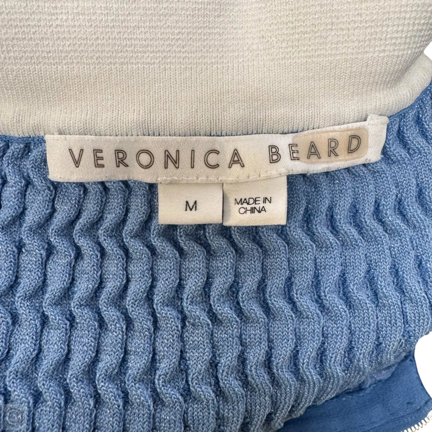 Jorja Half-Zip Polo Short Sleeve By Veronica Beard In Blue & White, Size: M