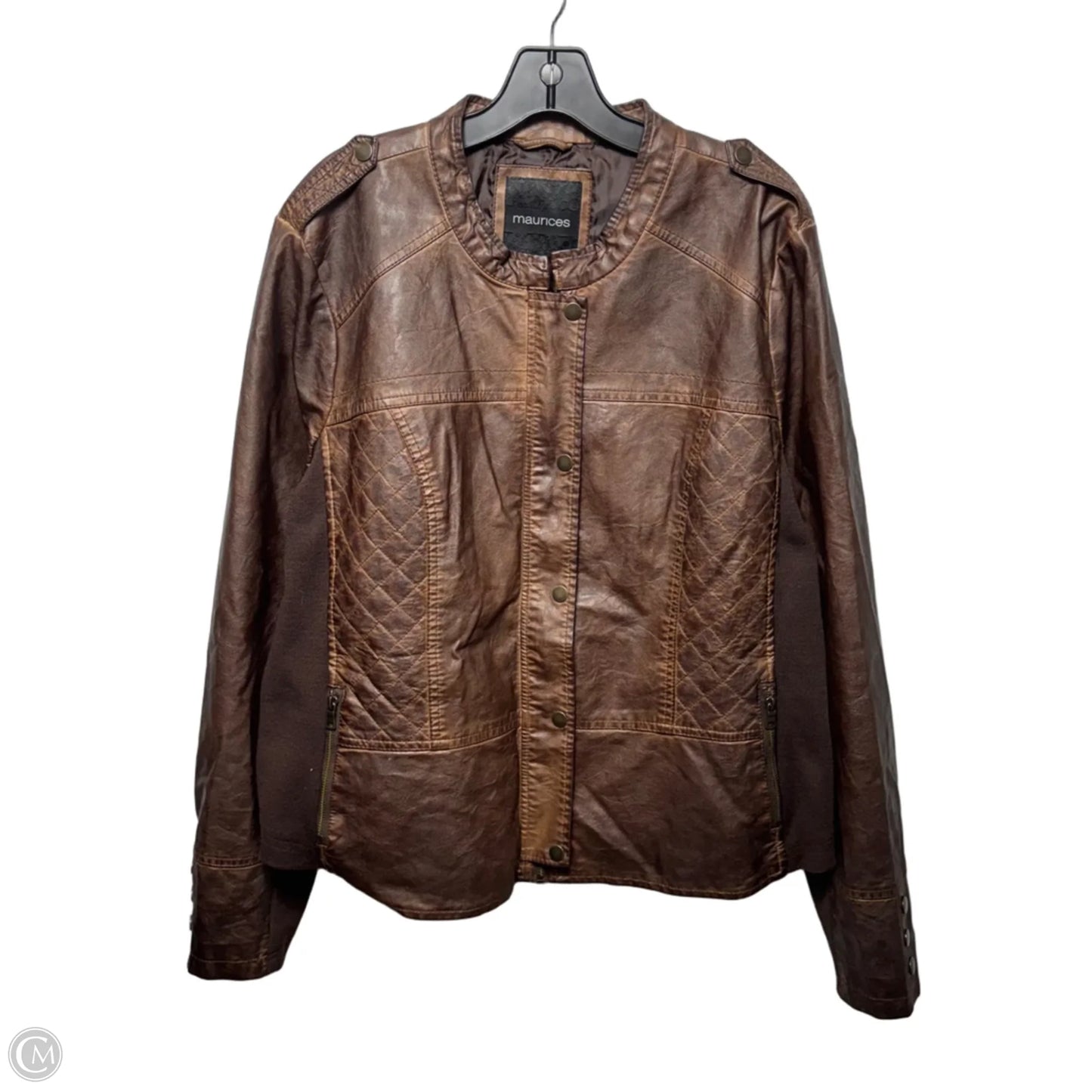 Faux Leather Jacket By Maurices In Brown, Size: 3x