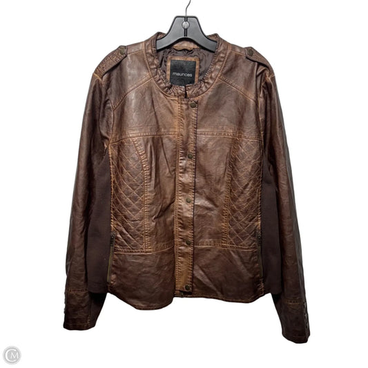 Faux Leather Jacket By Maurices In Brown, Size: 3x