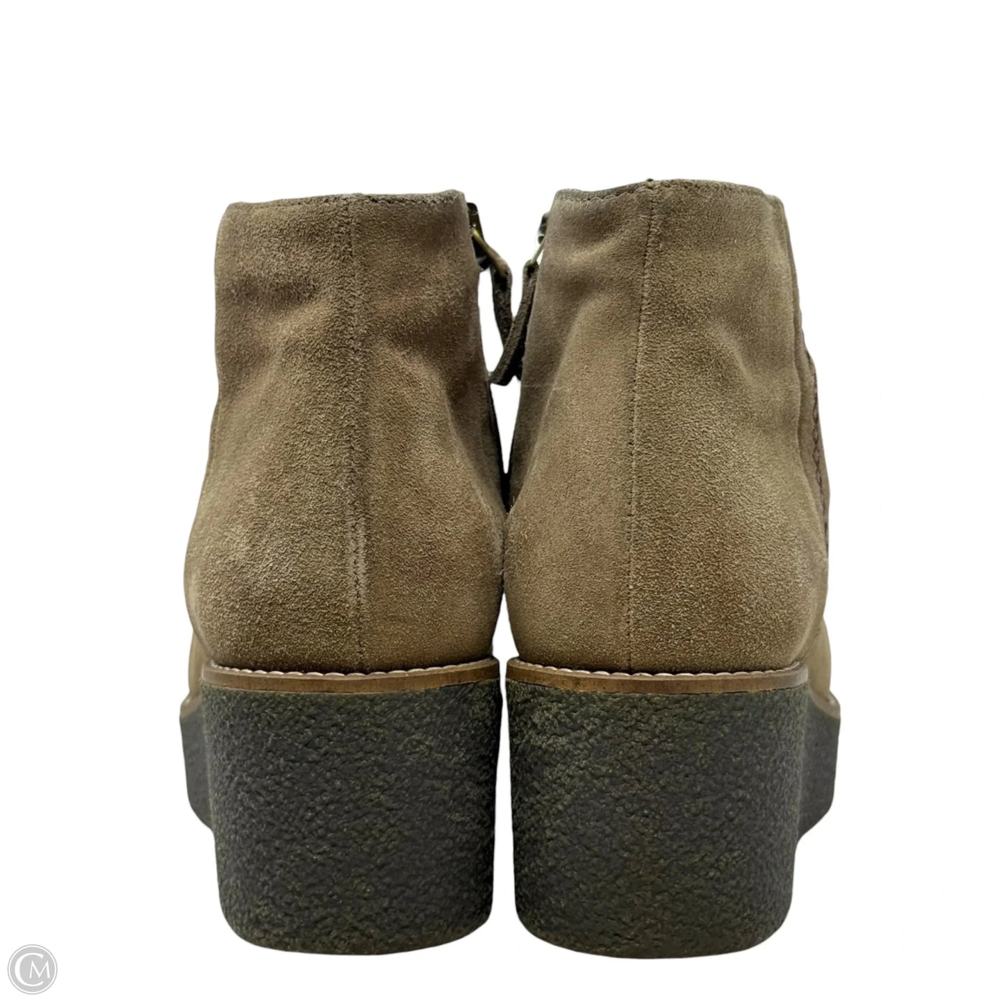 Vina Suede Platform Wedge Booties By Aquatalia In Tan, Size: 6