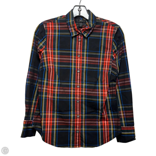 Top Long Sleeve By J. Crew In Plaid Pattern, Size: 4p
