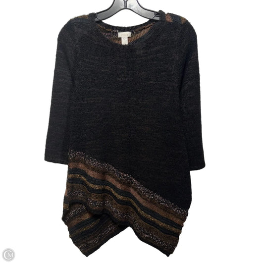 Asymmetrical Hem Sweater By Chicos In Black & Brown, Size: S