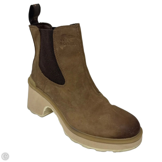 Hi Line Chelsea Boots Ankle Heels By Sorel In Tan, Size: 8