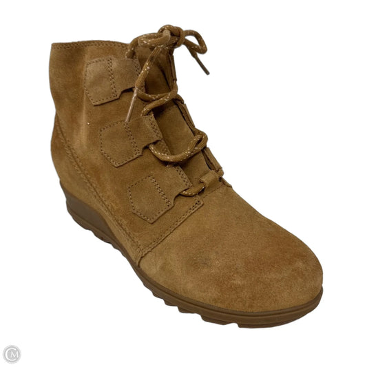 Evie Wedge Boots Ankle Heels By Sorel In Tan, Size: 9