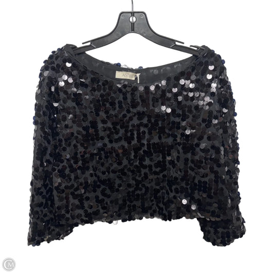 Paillette Top Long Sleeve By Astrid In Black, Size: M/L