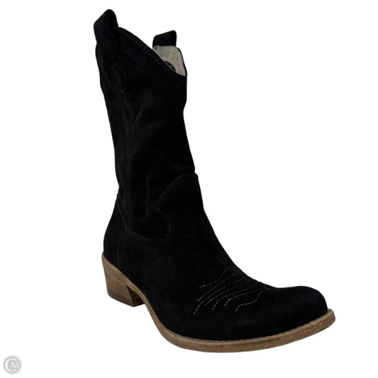Chiara Western Slouchy Suede Ankle Boots By Alberto Fermani In Black, Size: 6 (IT 36)
