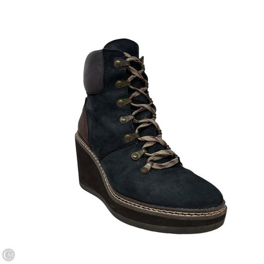 Martinica Leather Wedge Platform Booties Designer By See By Chloe In Black & Brown, Size: 9