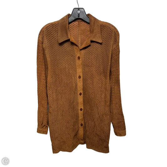 Leather Top Long Sleeve By Danier In Brown, Size: S