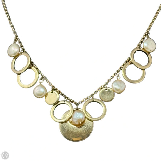 Gold Tone & Pearl Accent Statement Necklace