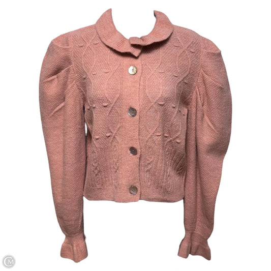 Sweater Cardigan Designer By Farm Rio In Pink, Size: S