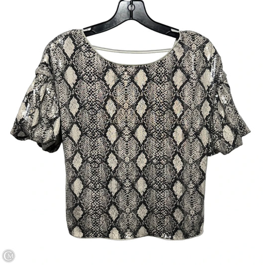 Low Back Sequin Top Short Sleeve By Fate In Snakeskin Print, Size: S