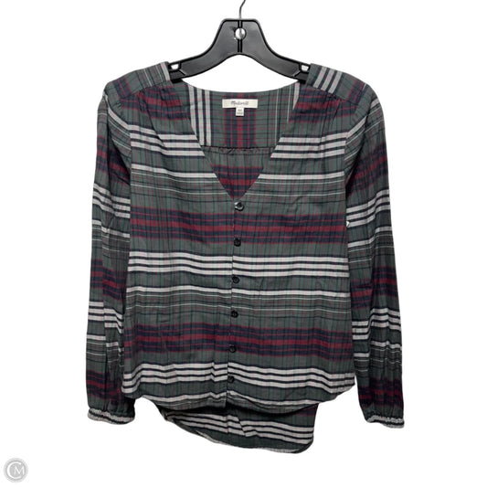 Top Long Sleeve By Madewell In Plaid Pattern, Size: XXS