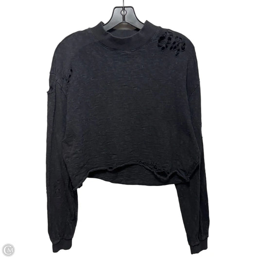 Distressed Cropped Top Long Sleeve By Thom/Krom In Black, Size: S