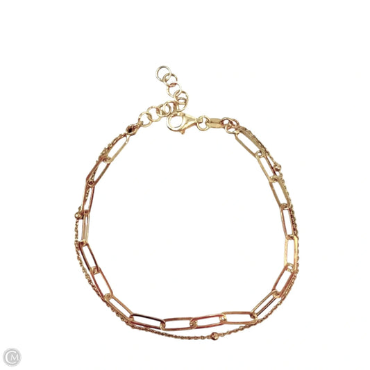 Italian Gold Over Sterling Silver Double Chain Layered Paperclip and Bead Bracelet By Dyadema