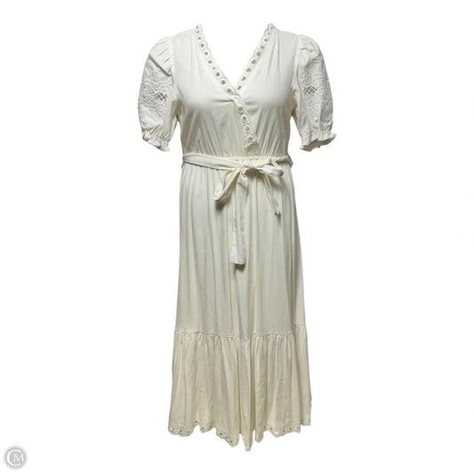 Linen Blend Eyelet Dress Casual Maxi By Moon River In White, Size: M
