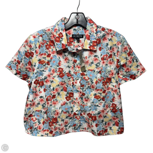 Cropped Top Short Sleeve By J. Crew In Floral Print, Size: 6