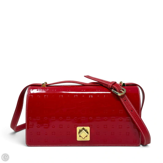 Made in Italy Patent Leather Flap Over Crossbody Bag By Arcadia, Size: Medium