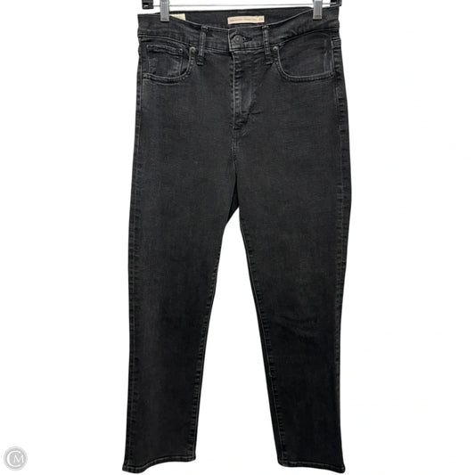 724 High Rise Straight Crop Jeans By Levis In Black Denim, Size: 8