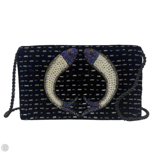 Velvet & Sequin Beaded Fish Motif Evening Bag, Size: Small
