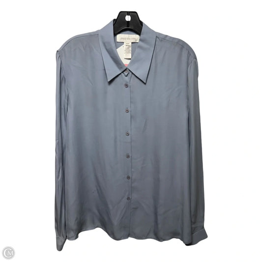 Blouse Long Sleeve Silk By Jones New York In Grey, Size: 16