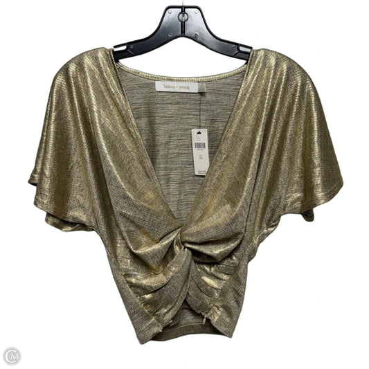 Metallic Twist Top Short Sleeve By Bishop + Young In Gold, Size: Xs