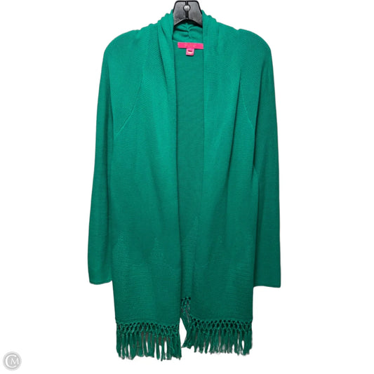 Cotton Fringe Sweater Cardigan Designer By Lilly Pulitzer In Green, Size: L