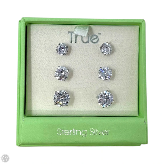 Trio Set of CZ & Sterling Silver Stud Earrings