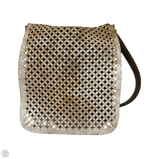 Distressed Leather Lattice Flap Crossbody Designer By Patricia Nash, Size: Medium