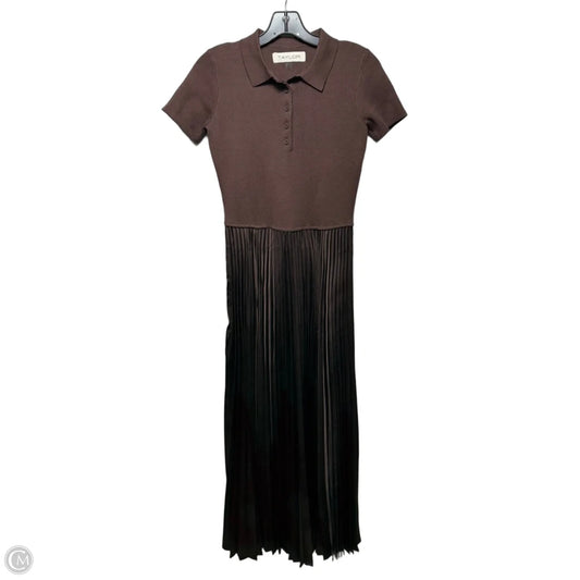Pleated Dress Casual Maxi By Taylor In Brown, Size: Xs