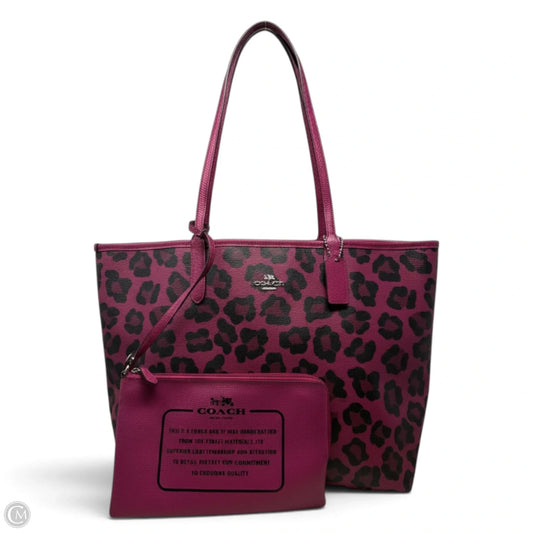 Reversible City Tote With Leopard Print Designer By Coach, Size: Medium