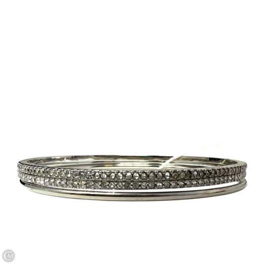 Silver Tone Pavé Bangle Bracelet Set Designer By Kate Spade, Size: 03 Piece Set