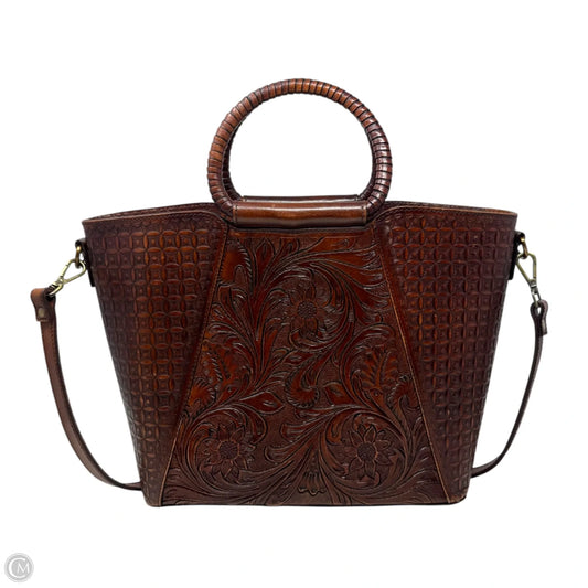Tulip Tooled Tote Leather By Vilenca Holland, Size: Medium