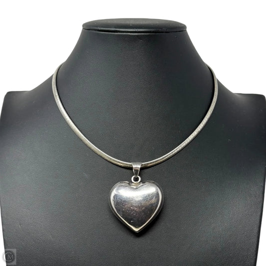 Mexican Sterling Heart Pendant on Sterling Silver Omega Chain Necklace