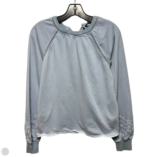 Eyelet Tie Back Top Long Sleeve By Anthropologie In Blue, Size: M