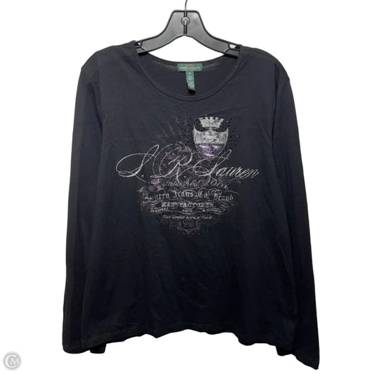 Embellished Graphic Top Long Sleeve By Lauren By Ralph Lauren In Black & Purple, Size: Xl