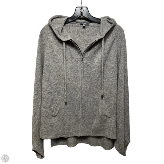 Zip Hooded Cashmere Sweater Cardigan Designer By Neiman Marcus In Grey, Size: Xl