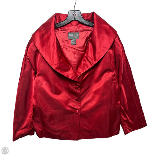 Vintage Silk Blend Blazer Designer By Lafayette 148 In Red, Size: 14