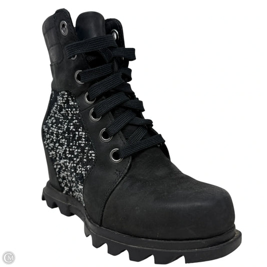Joan of Arctic Waterproof Wedge Booties By Sorel In Black & White, Size: 6