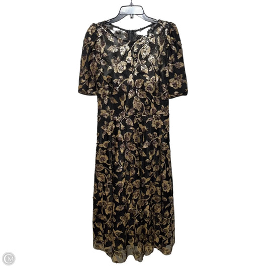 Sequin Embellished Elbow Sleeve Midi Dress By Eliza J In Black & Gold, Size: 10