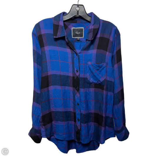 Top Long Sleeve By Rails In Plaid Pattern, Size: Xs