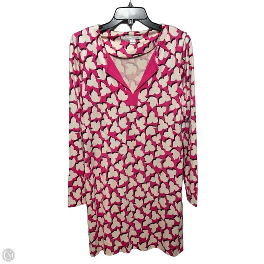 Reina Silk Jersey Midi Dress Designer By Diane Von Furstenberg In Pink & White, Size: 10