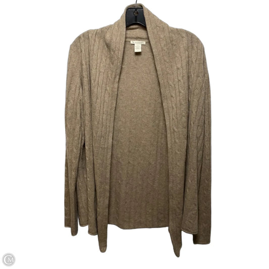 Cashmere Sweater Cardigan By White And Warren In Tan, Size: L