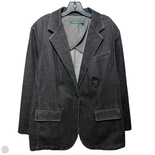 Blazer By Lauren By Ralph Lauren In Black Denim, Size: 20