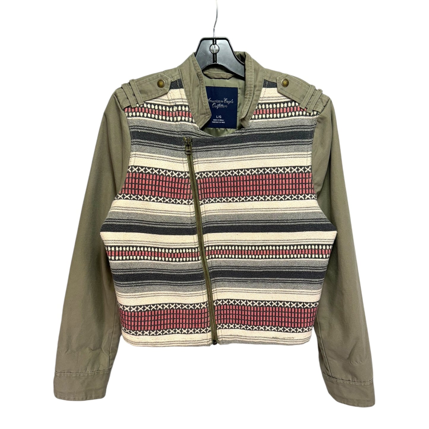 Jacket Moto By American Eagle In Olive, Size: L